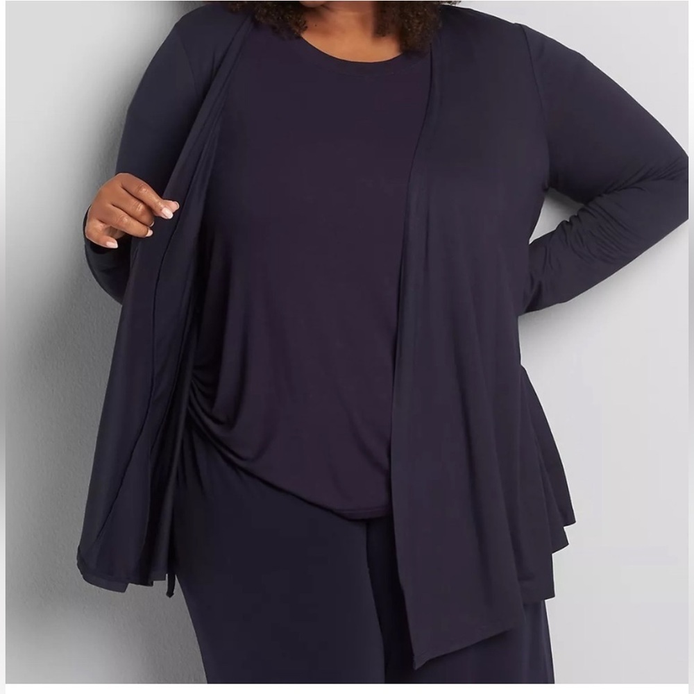 Lane Bryant Navy‎ Blue Soft Fit and Flare Drape Open Front Cardigan